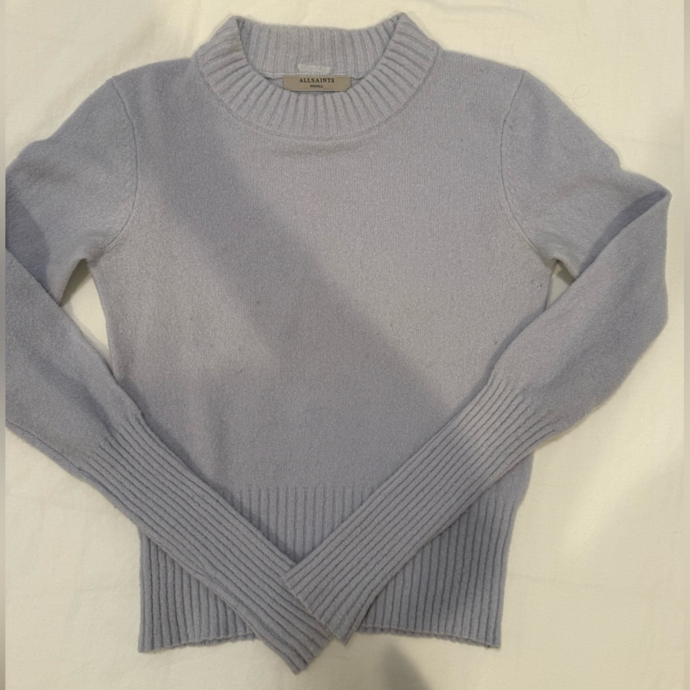 All Saints Light Gray Turtleneck Sweater